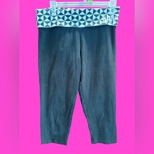 PINK Victoria's Secret Black Leggings with Blue Geometric Waistband